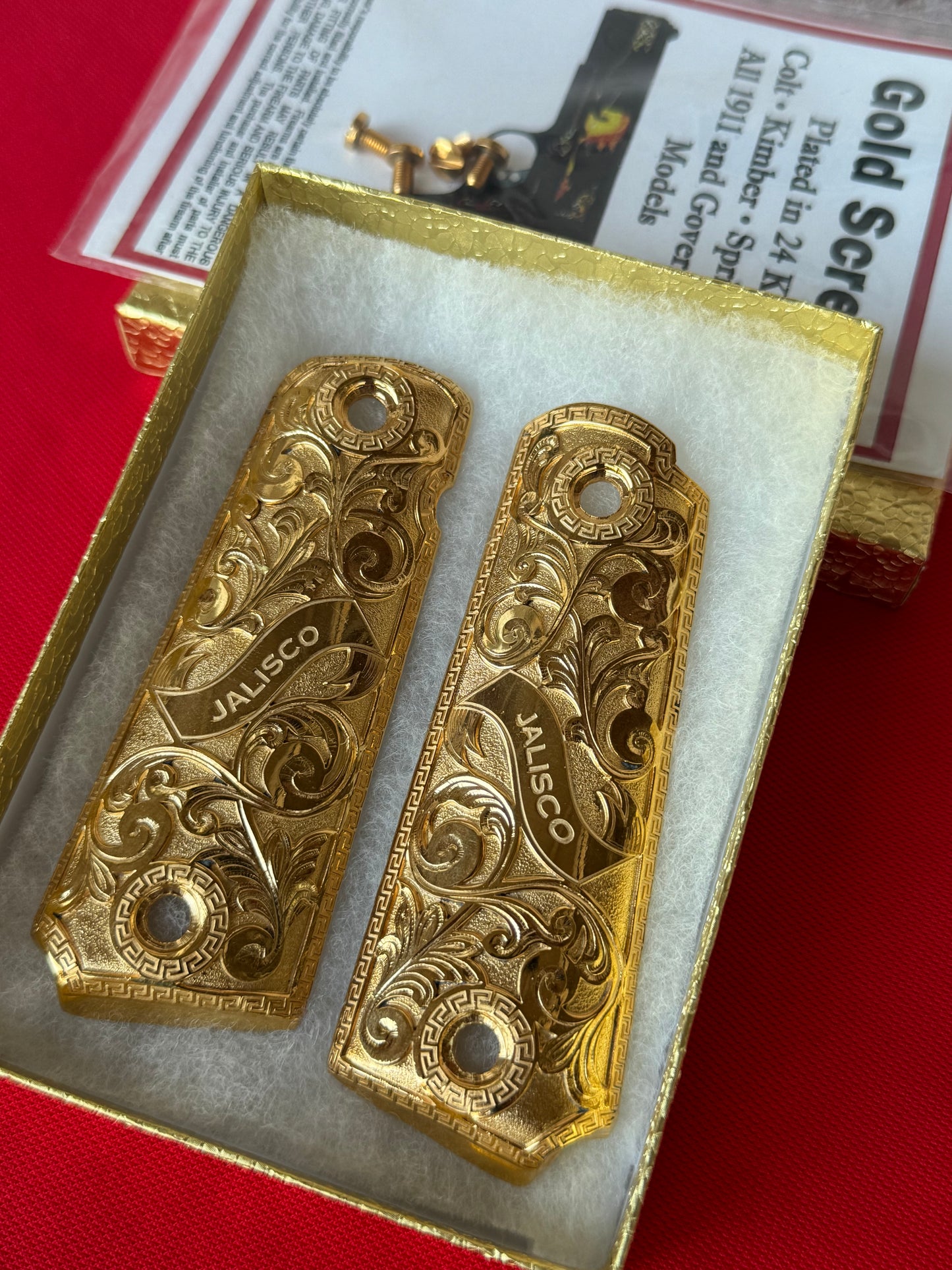1911 Jalisco Grips 24k Gold Plated .45 38 Super caliber