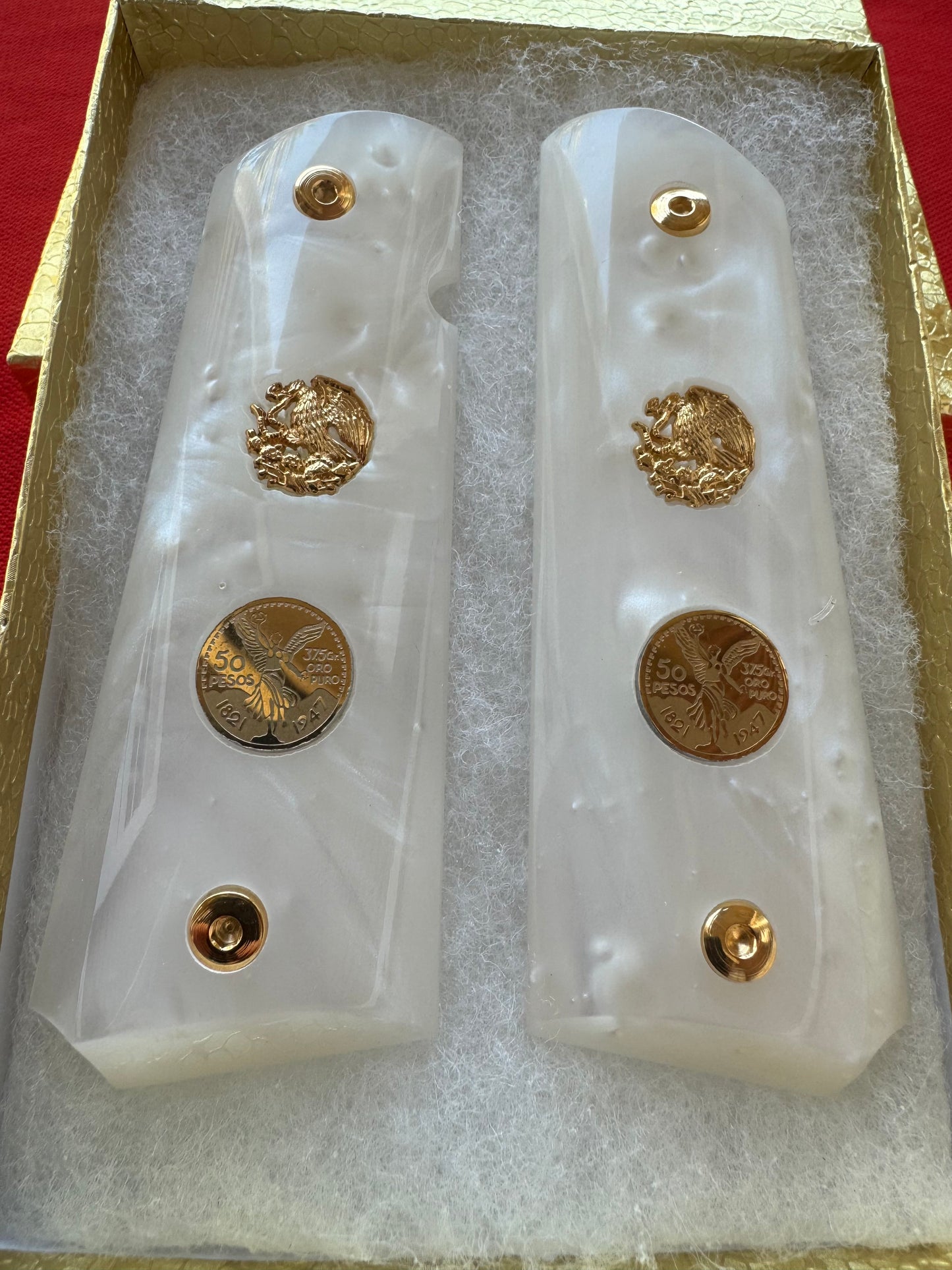 1911 "Aguila" “Centenario” 24k Gold Plated Inlayed Grips White Pearl Grips