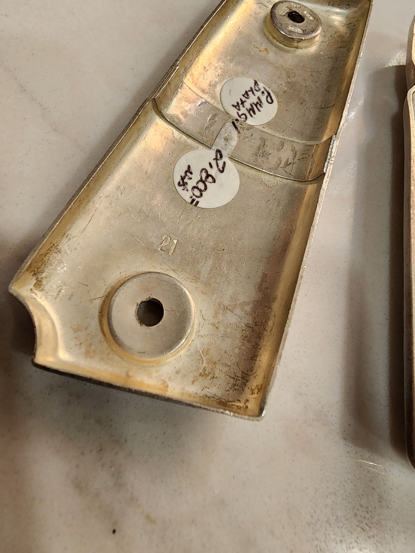 9.25 10kt gold inlay Silver Mexican Vintage Engraved Pistol Grips COLT 38 super/45