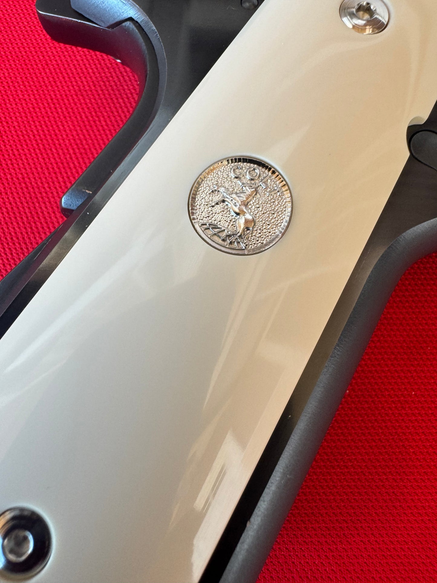 1911 Colt Silver Medallion faux ivory grips 45 38 super