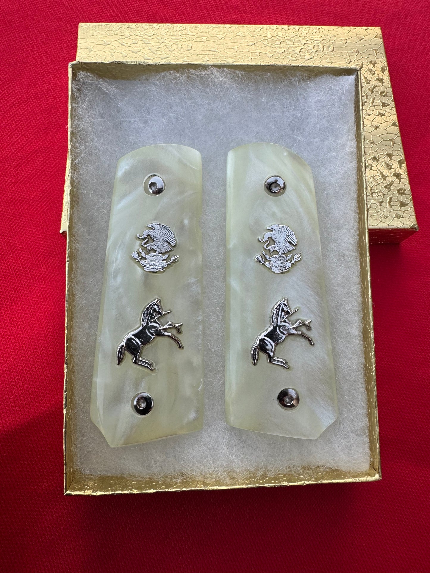 1911 Officer's Model Silver Horse and Eagle Custom Pistol Grips