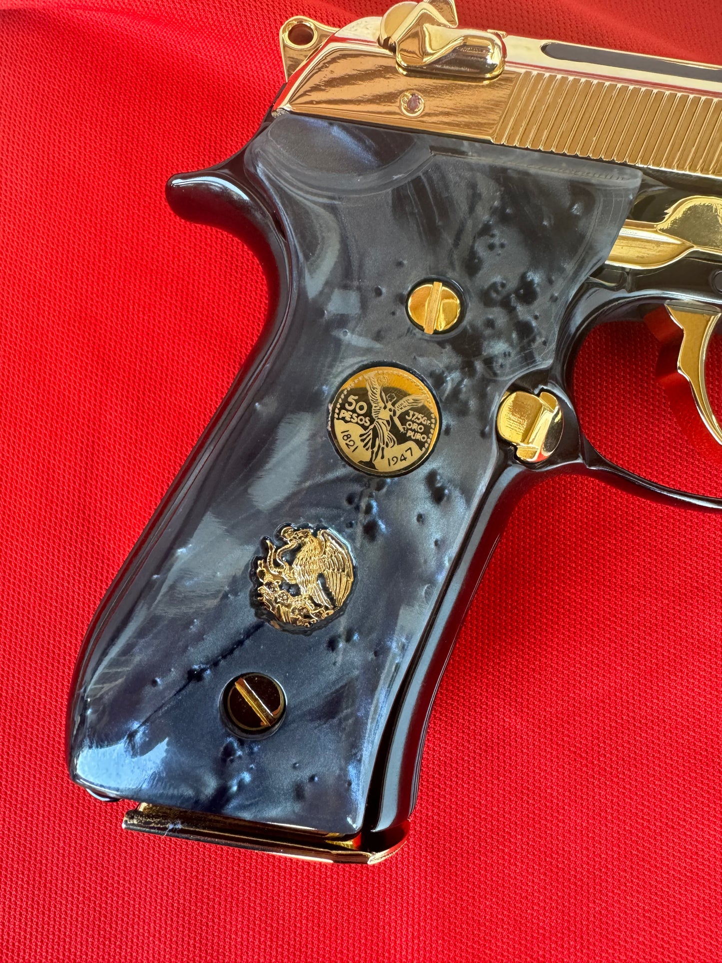 Beretta Custom Black engraved Centenario  Aguila 14k Gold Fill   92 Fs 96 Fs M9