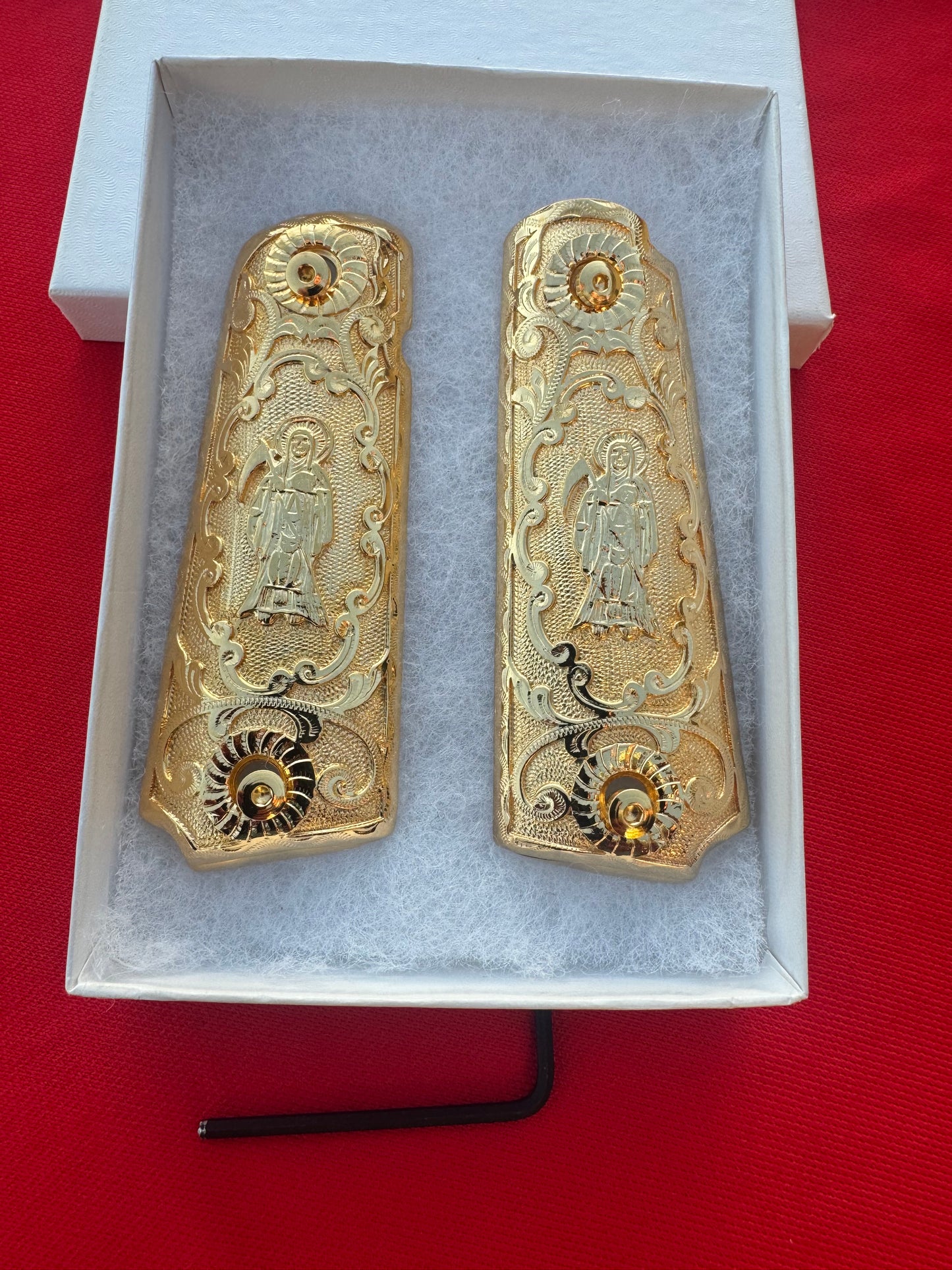 1911 Santa Muerte Grips 24k Gold Plated .45 38 Super caliber