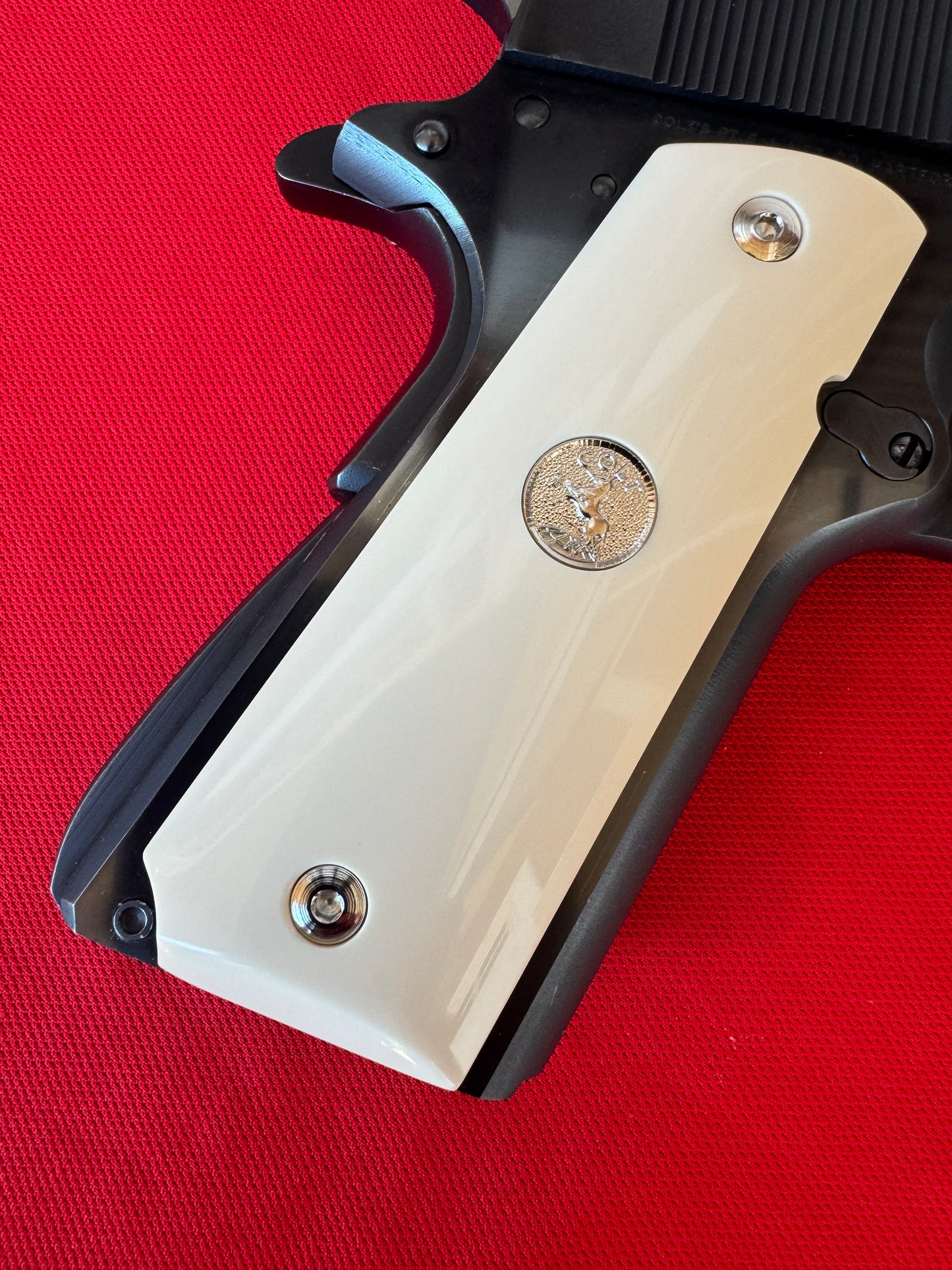 1911 Colt Silver Medallion faux ivory grips 45 38 super