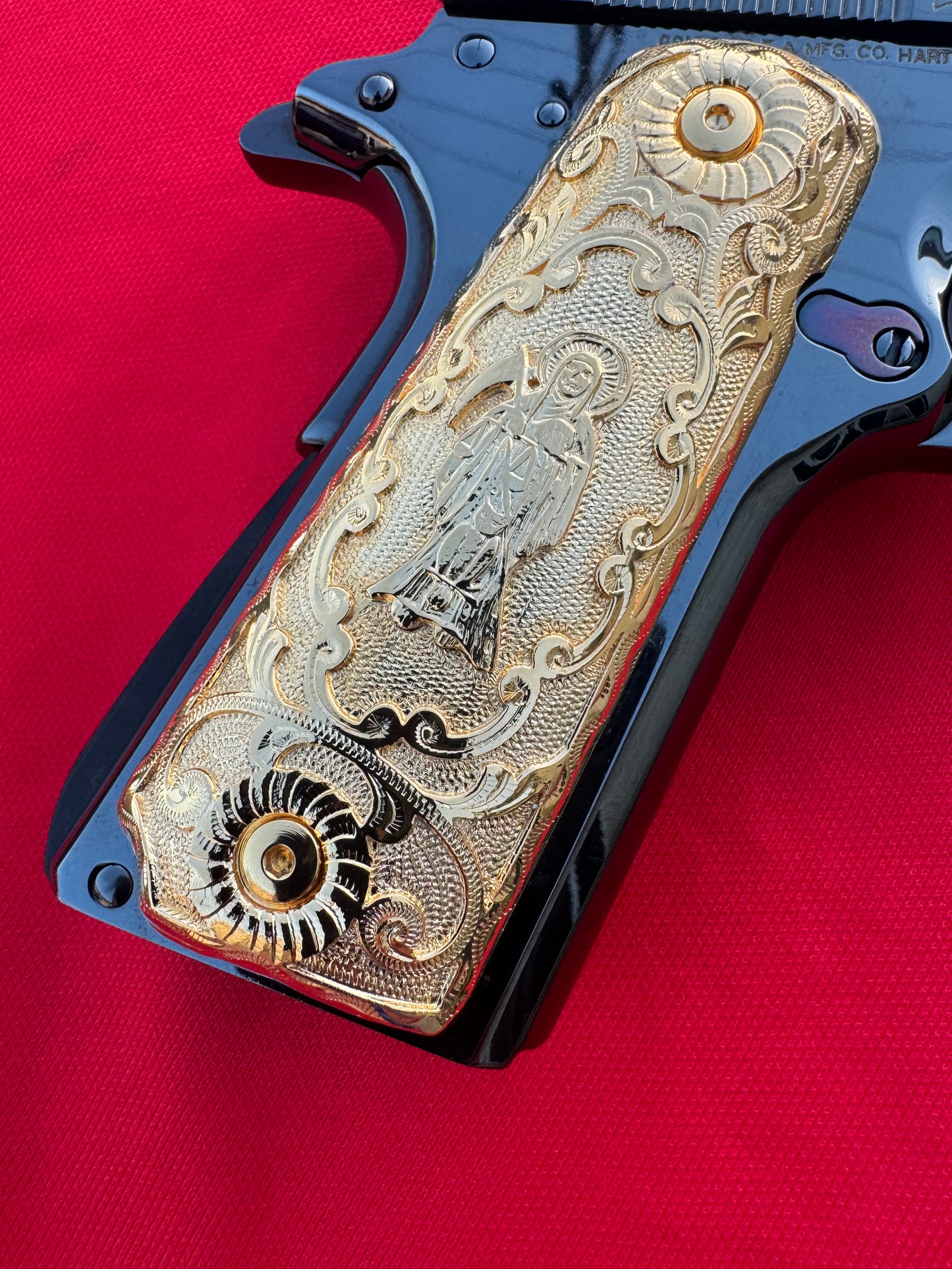 1911 Santa Muerte Grips 24k Gold Plated .45 38 Super caliber