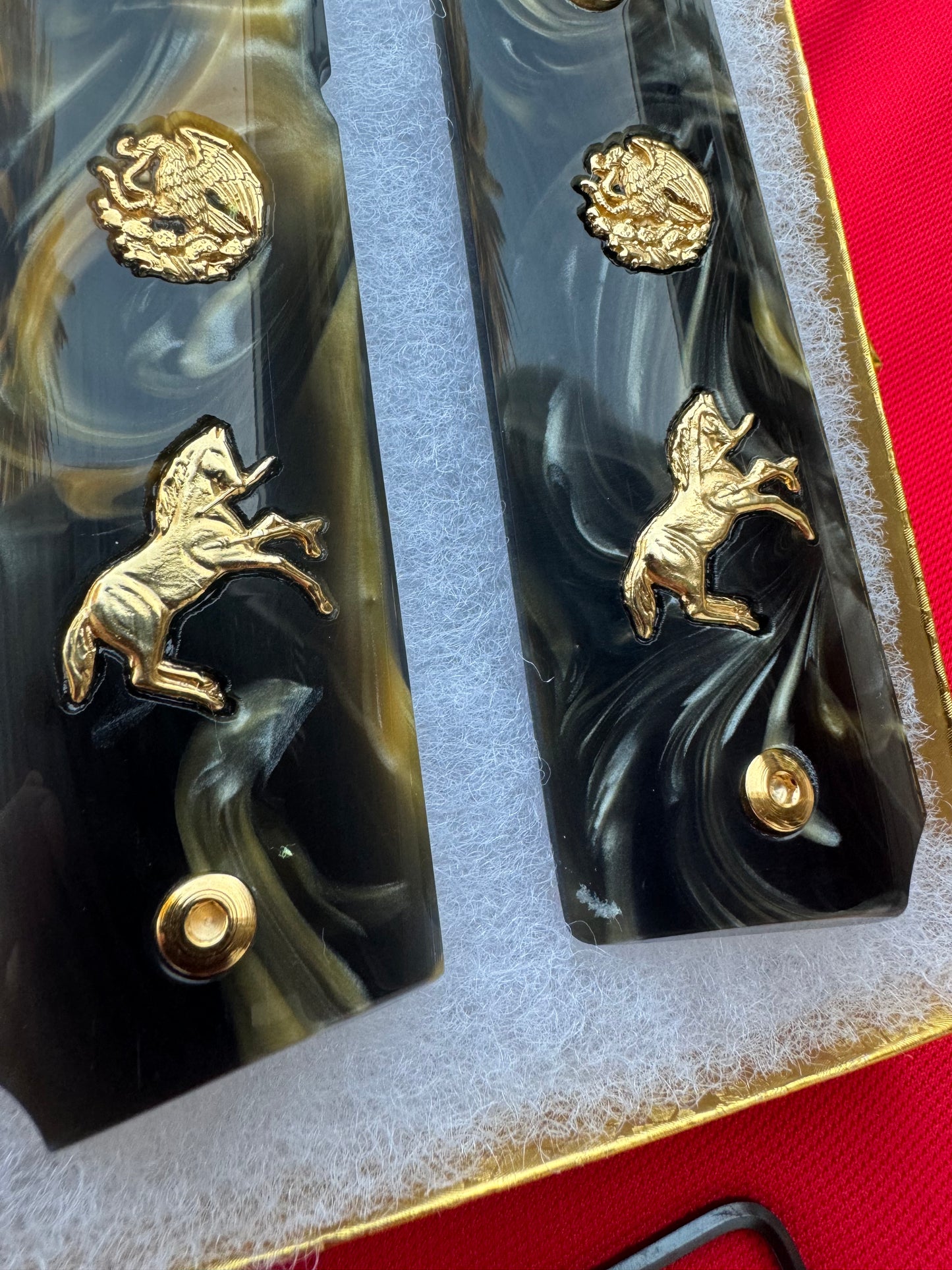 1911 "Aguila" “Horse” 24k Gold Plated Grips Pearl Grips