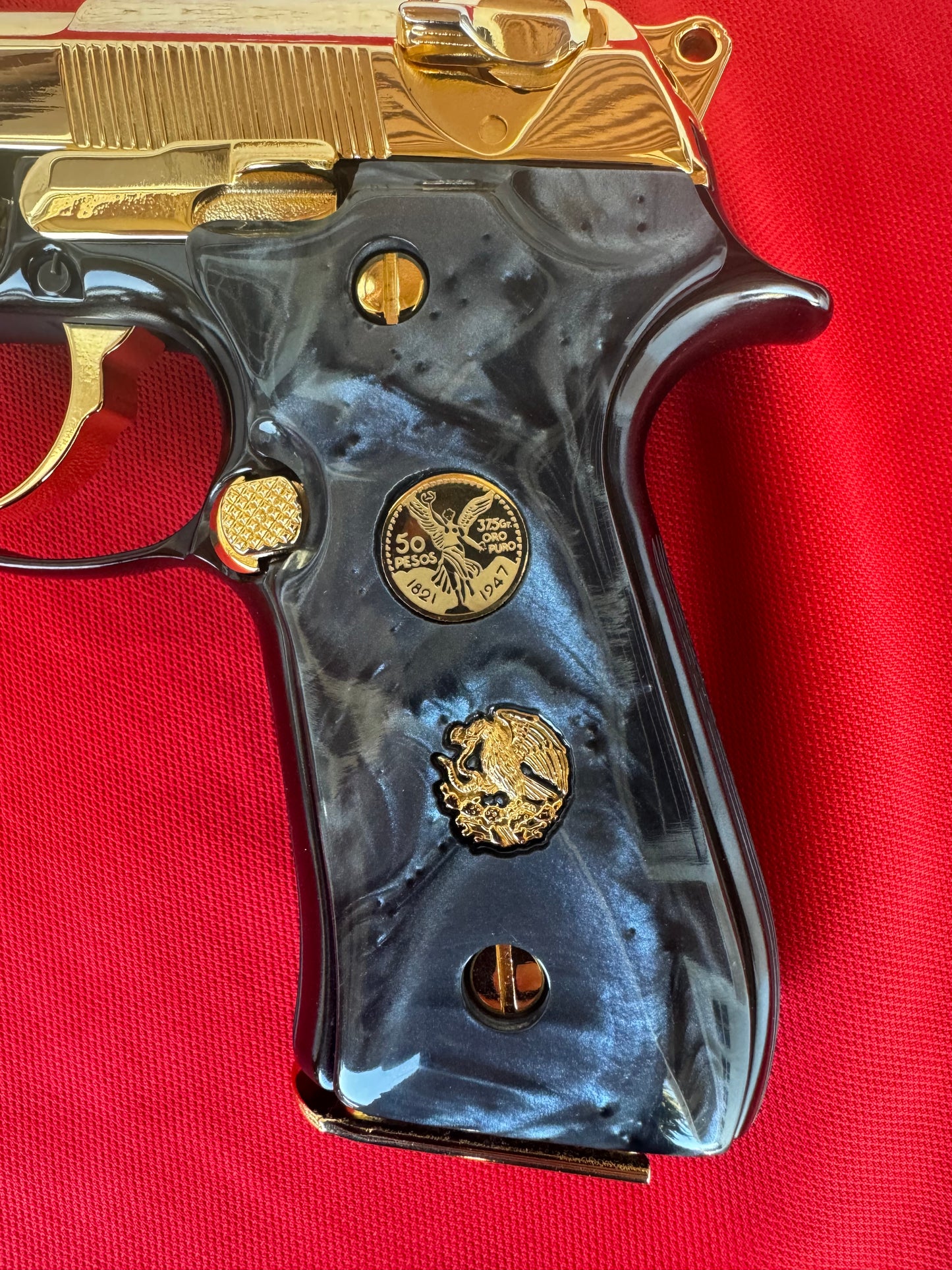 Beretta Custom Black engraved Centenario  Aguila 14k Gold Fill   92 Fs 96 Fs M9