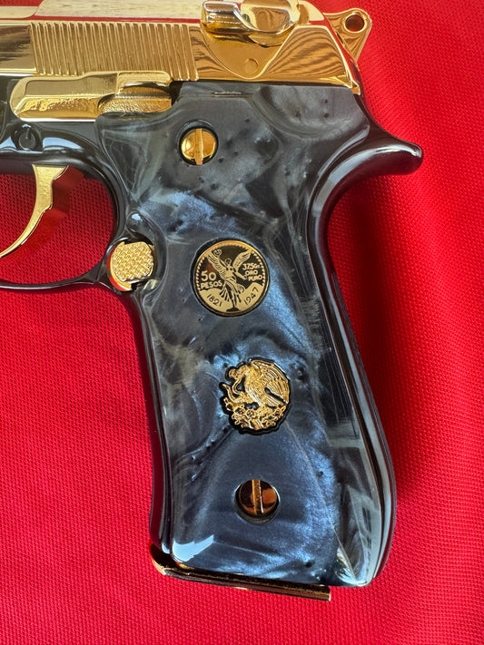Beretta Custom Black engraved Centenario  Aguila 14k Gold Fill   92 Fs 96 Fs M9