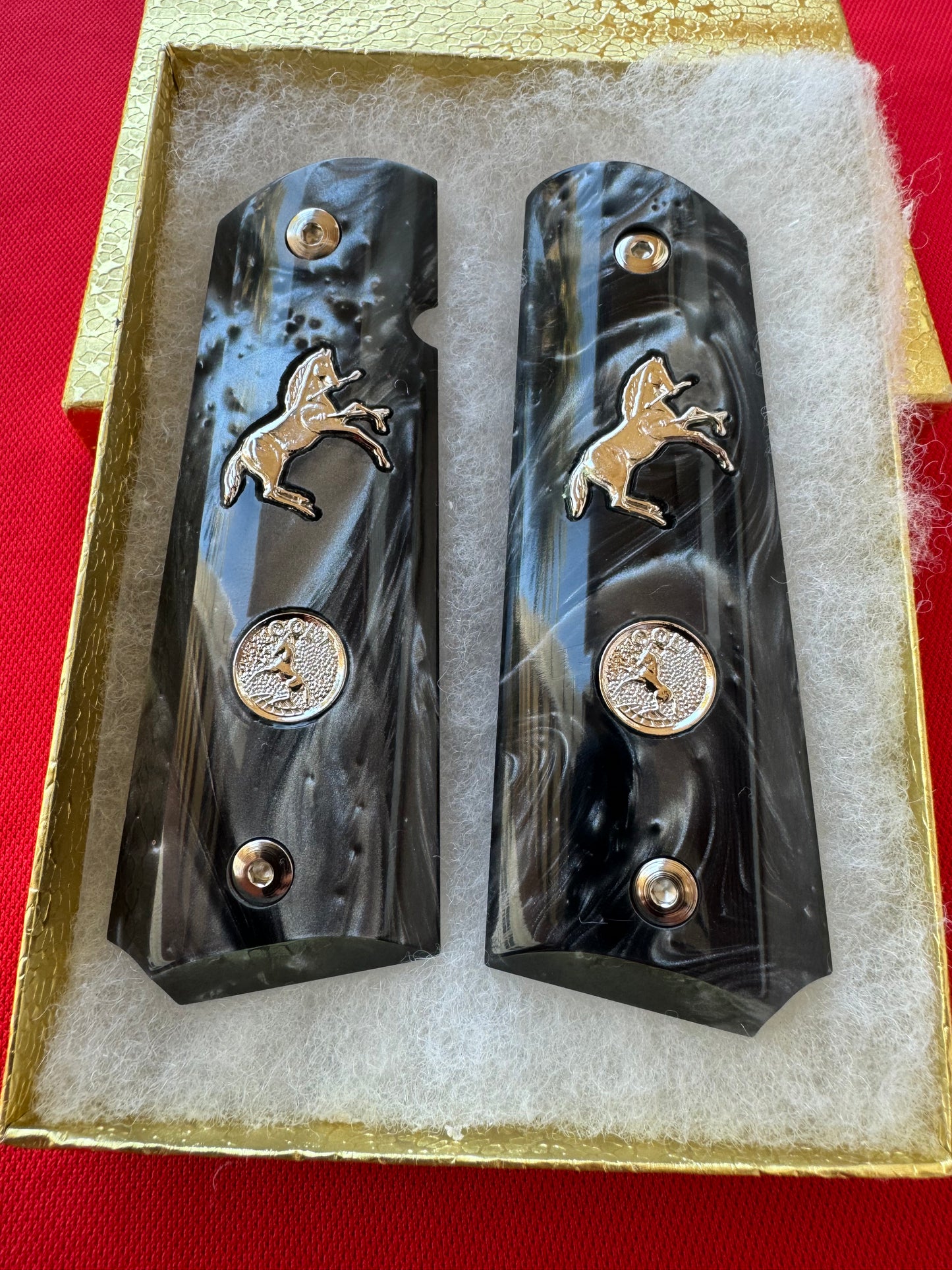 1911 Colt Silver Rampart Horse With Medallion Pearl grips 45 38 super Rare