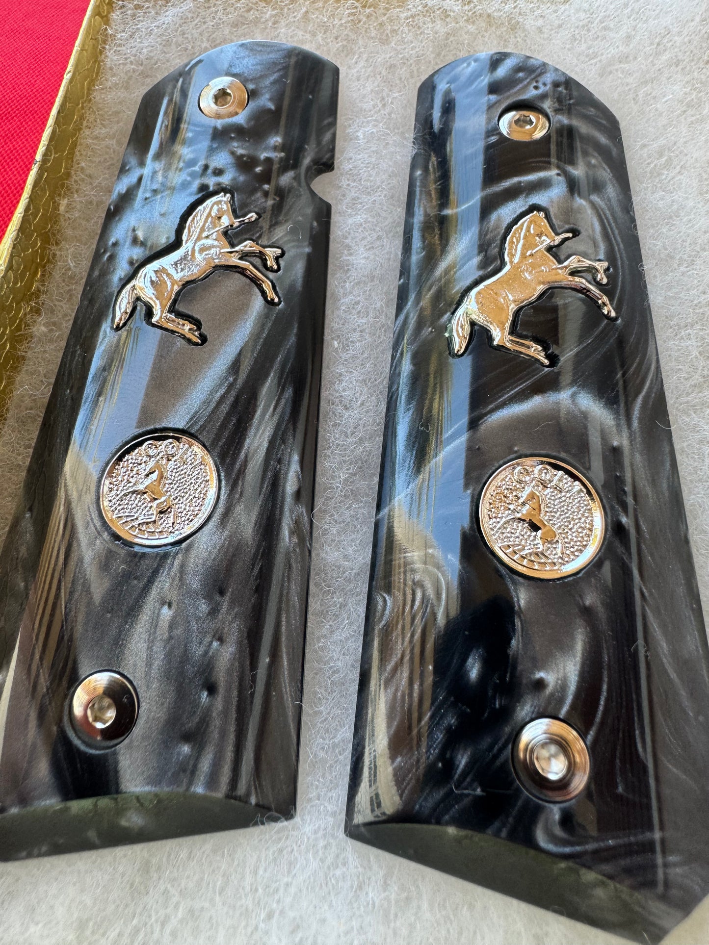 1911 Colt Silver Rampart Horse With Medallion Pearl grips 45 38 super Rare