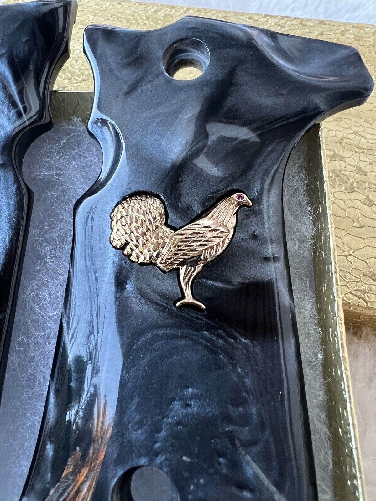 Beretta Black Custom engraved Rooster/Gallo 24k gold plated 92Fs 96Fs M9