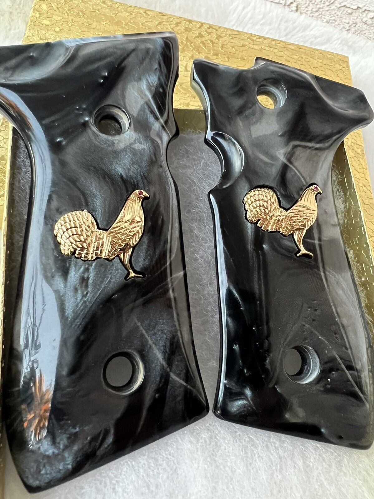 Beretta Black Custom engraved Rooster/Gallo 24k gold plated 92Fs 96Fs M9