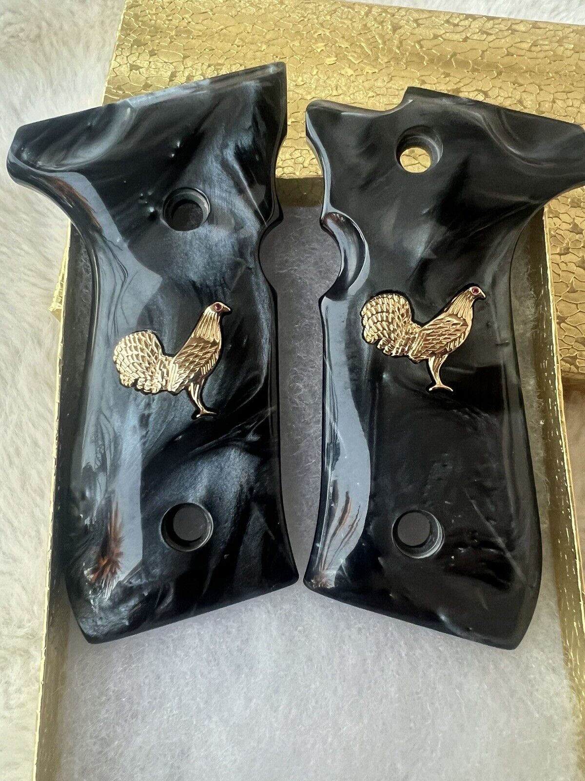 Beretta Black Custom engraved Rooster/Gallo 24k gold plated 92Fs 96Fs M9