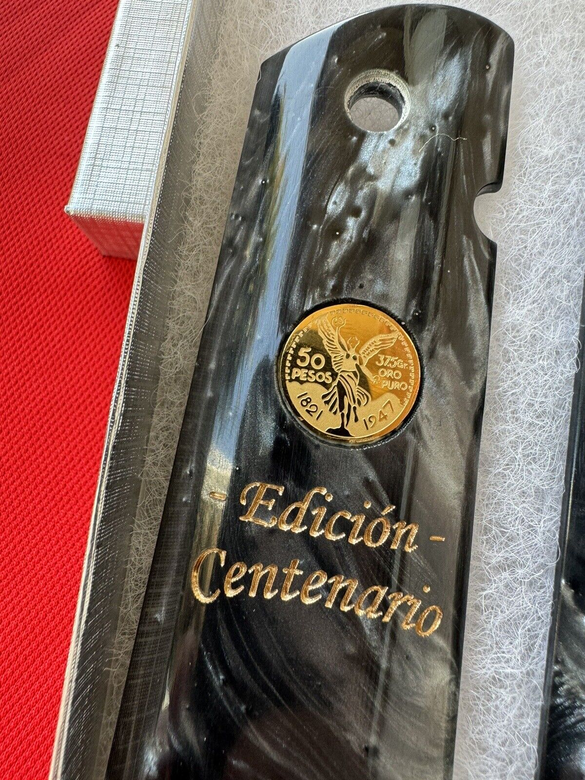 1911 Black Pearl Mini Centenario 14k Gold Filled Coin Grips 45 acp 38 Super