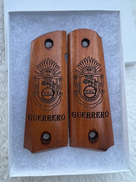 1911 Laser Engraved Guerrero Flag Wood Grips   Image 45 acp 38 Super Calibers