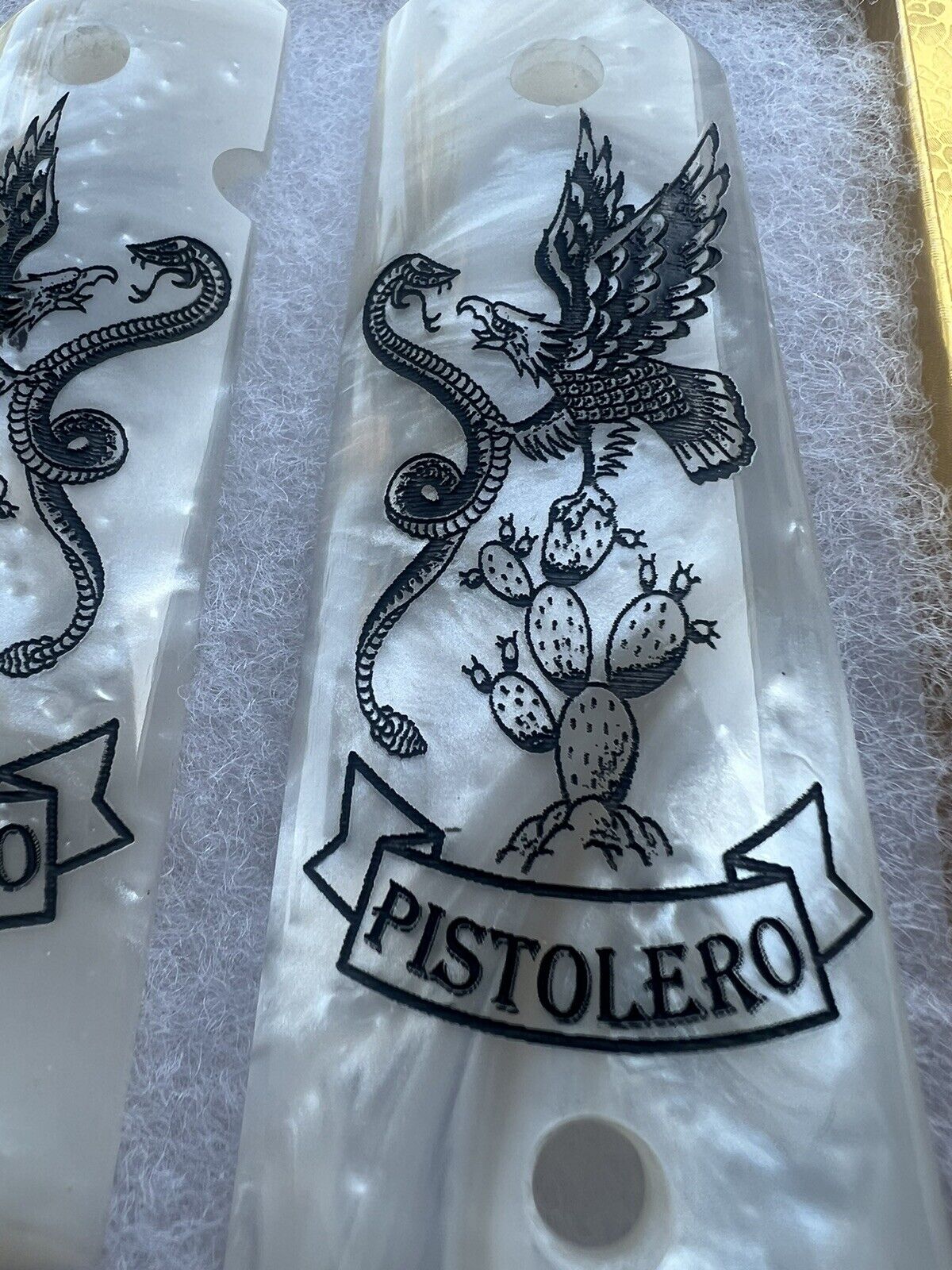 1911  Pearl Mexican Eagle / Snake / Cactus *FREE ENGRAVING IN SPACE FOR LAST NAME* Grips  45 acp 38 Super