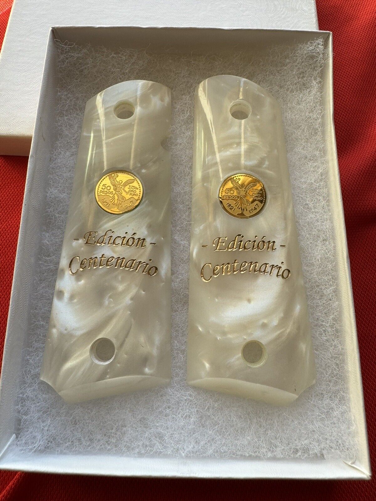 1911 Pearl Mini Centenario 14k Gold Filled Coin Grips 45 acp 38 Super