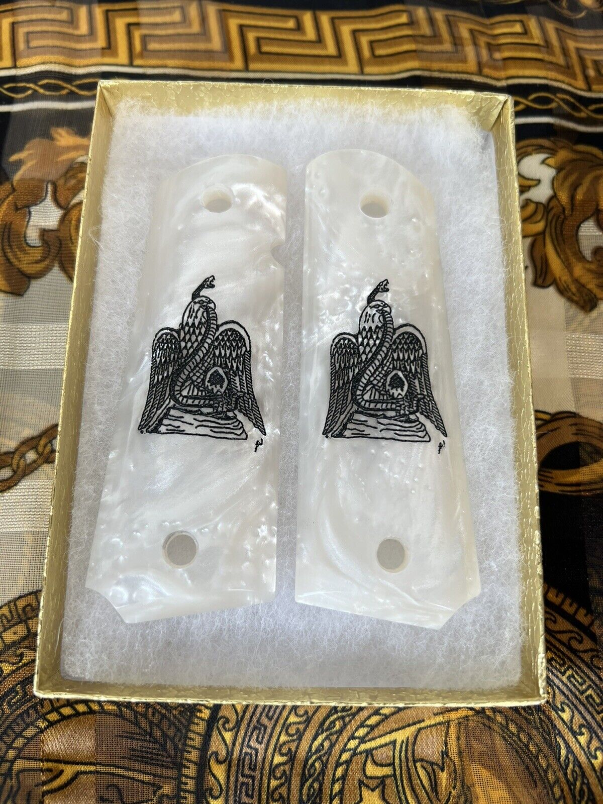 "Aguila" 1911 Custom  Pearl Engraved grips Colt  38 super