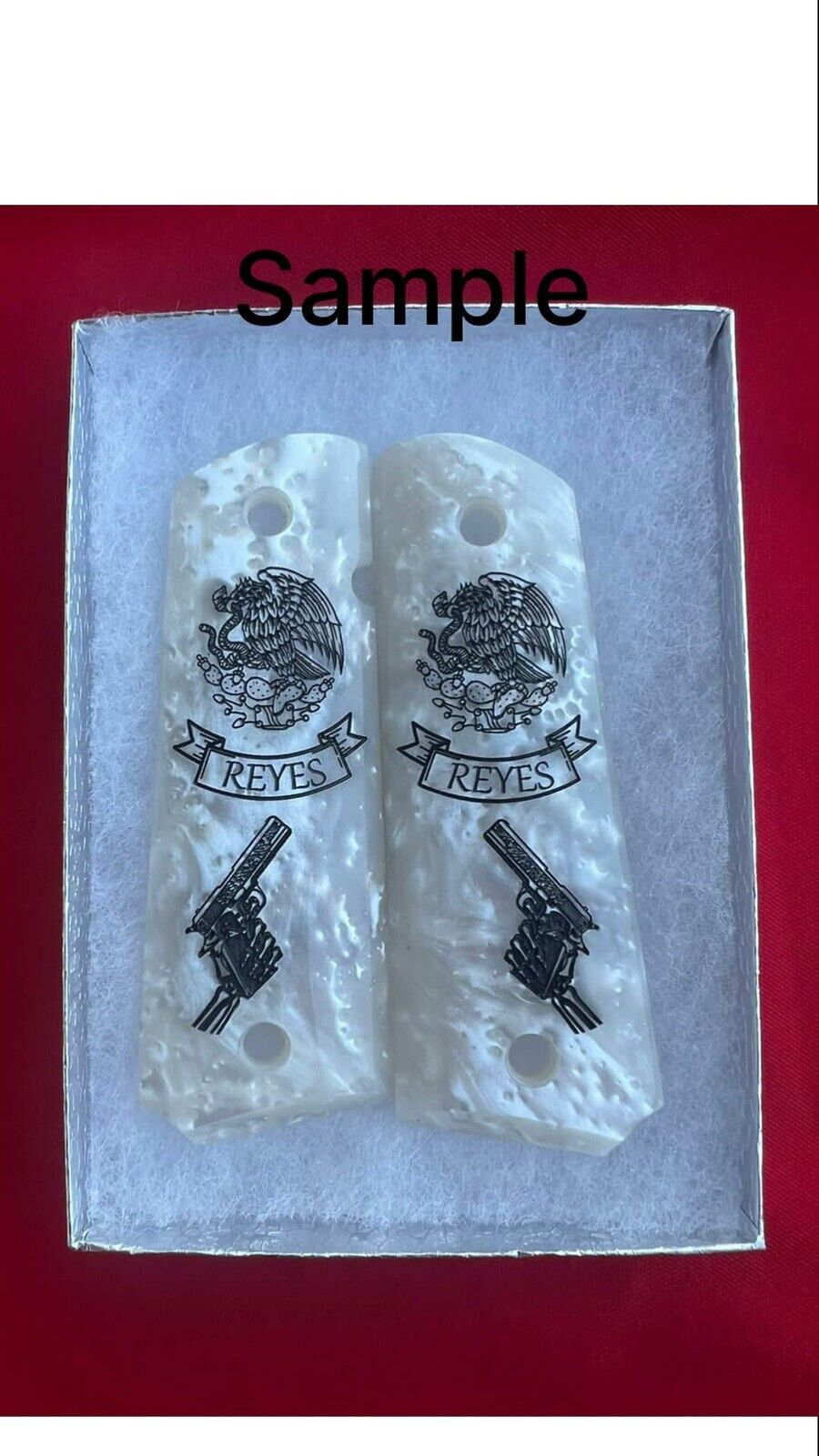 1911 Pearl Laser Engraved /FREE NAME ON BANNER/ !! Grips 45 acp 38 Super cal