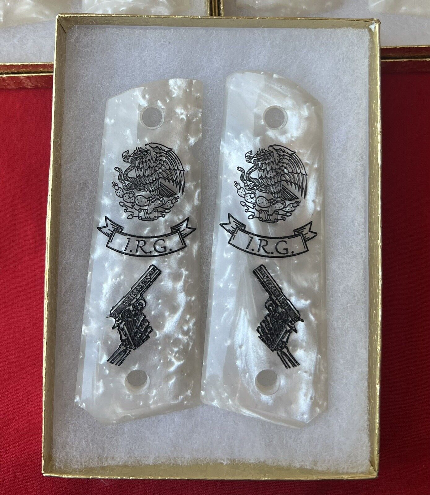 1911 Pearl Laser Engraved /FREE NAME ON BANNER/ !! Grips 45 acp 38 Super cal