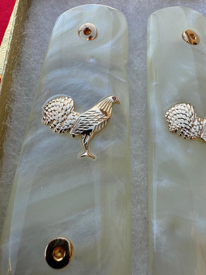 1911 Officer's Model Rooster CZ stone Custom Pistol Grips