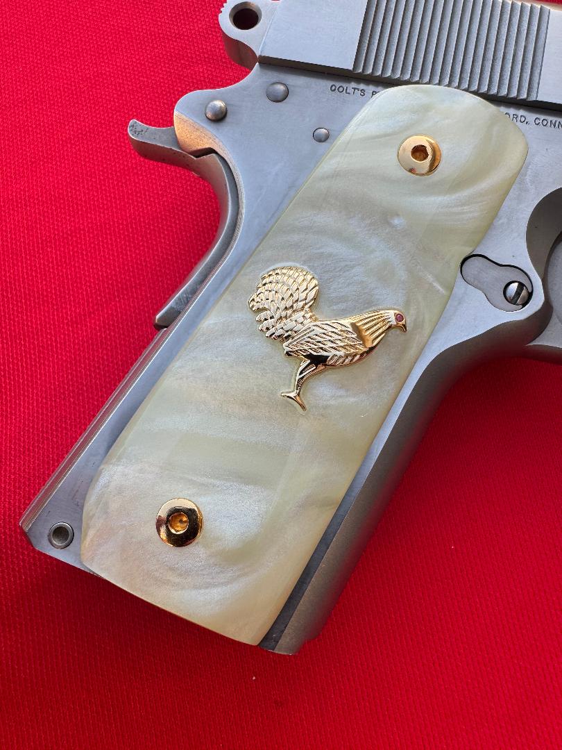 1911 Officer's Model Rooster CZ stone Custom Pistol Grips