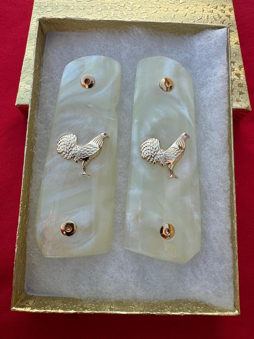 1911 Officer's Model Rooster CZ stone Custom Pistol Grips