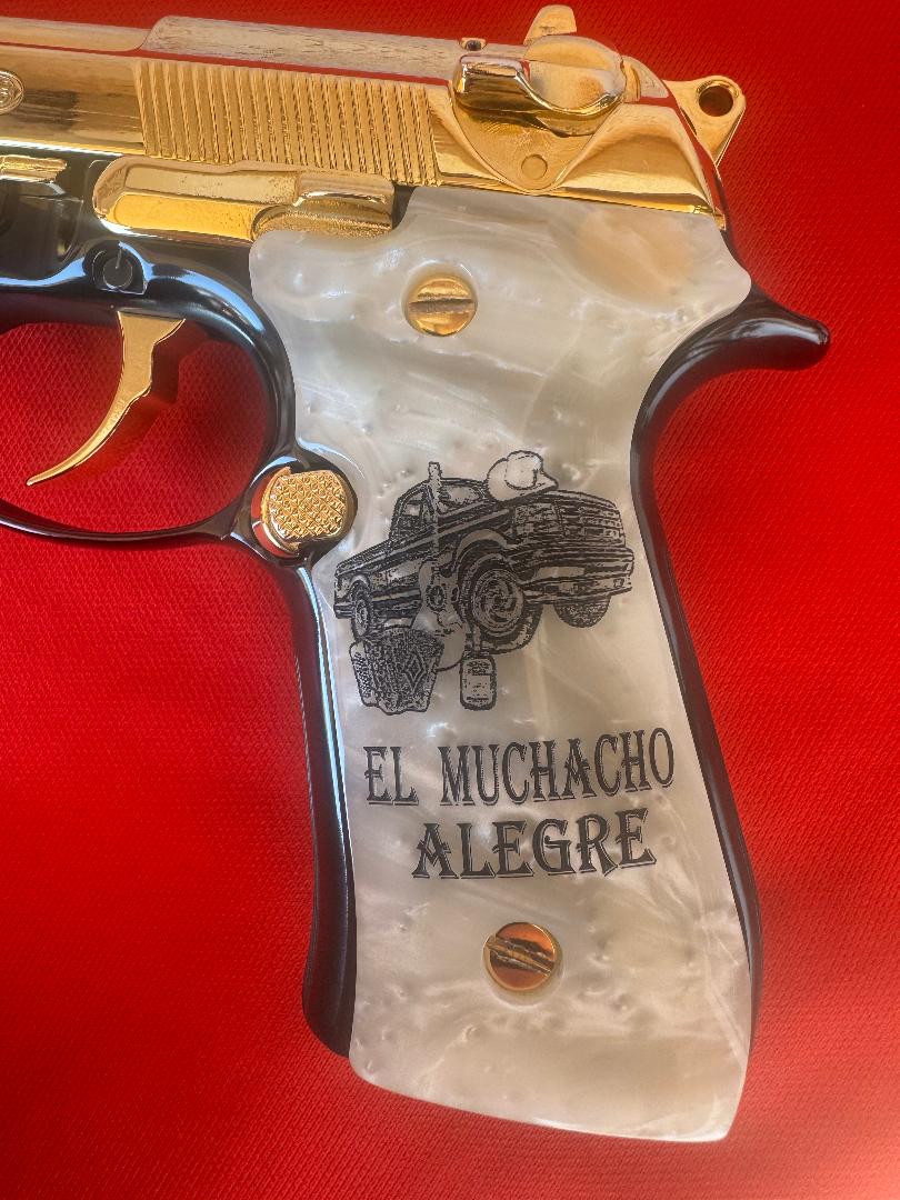 Beretta "El Muchacho Alegre" Grips 24k gold plated 92 Fs 96 Fs M9