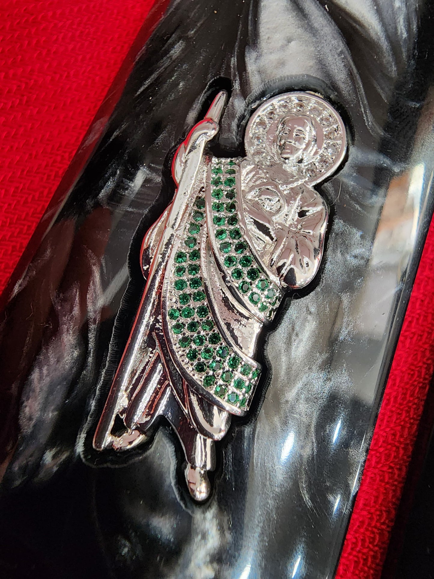 1911 Black Pearl Grips with Silver San Judas Nickel Plated Inlay