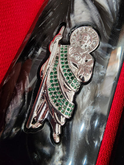 1911 Black Pearl Grips with Silver San Judas Nickel Plated Inlay