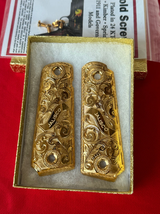 1911 Jalisco Grips 24k Gold Plated .45 38 Super caliber