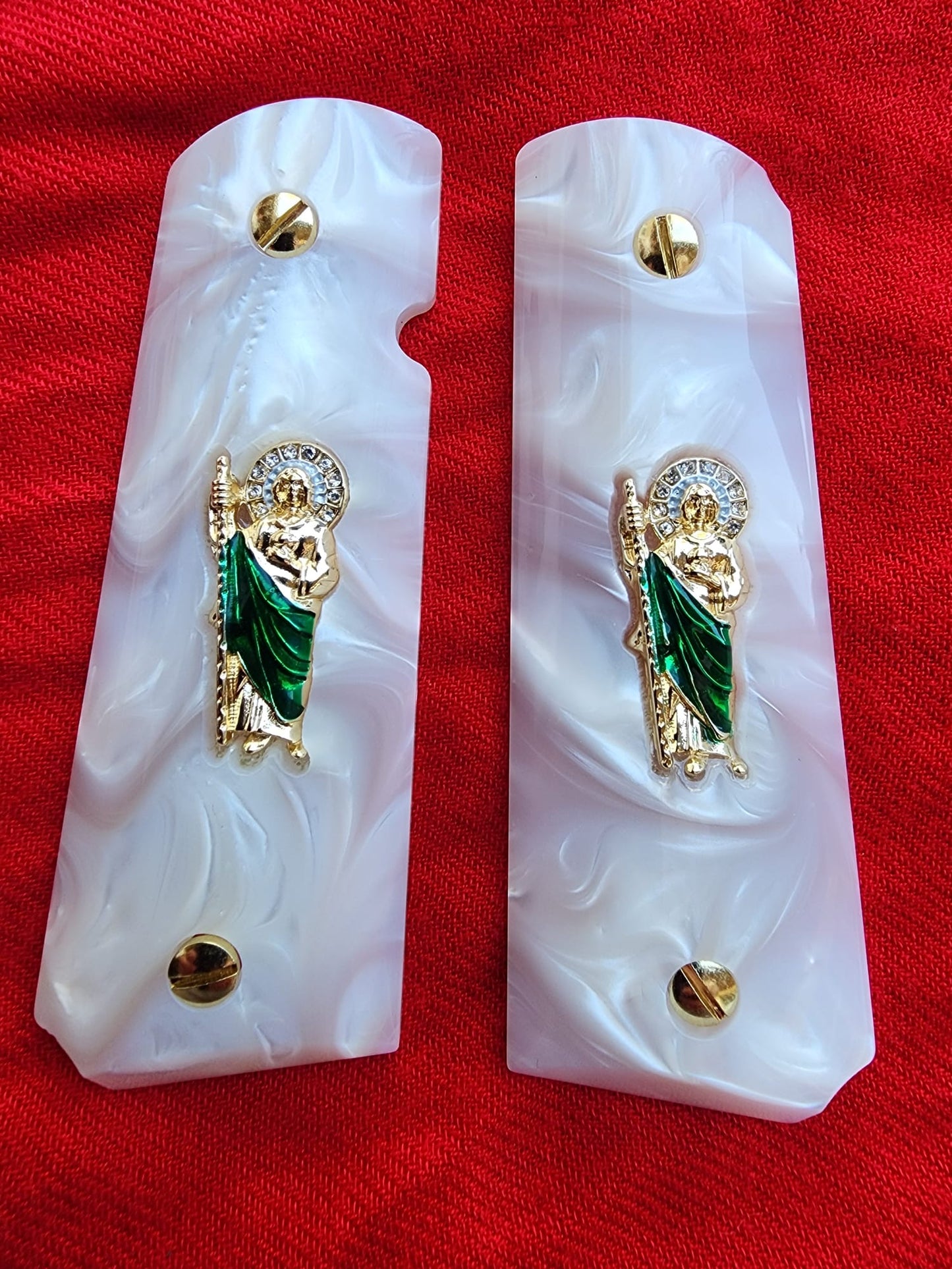 1911 Pearl Grips San Judas 24k Gold Plated 45 acp 38 Super
