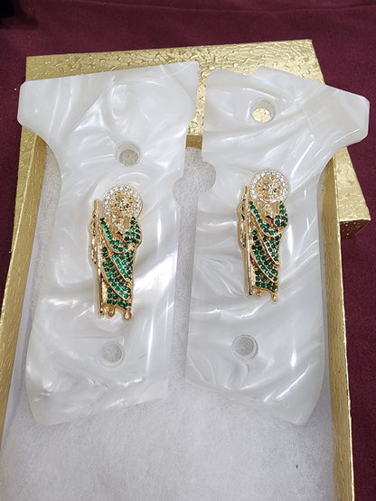 Beretta Custom San Judas cz stone inlay 24k Gold Plated 92 Fs 96 Fs M9