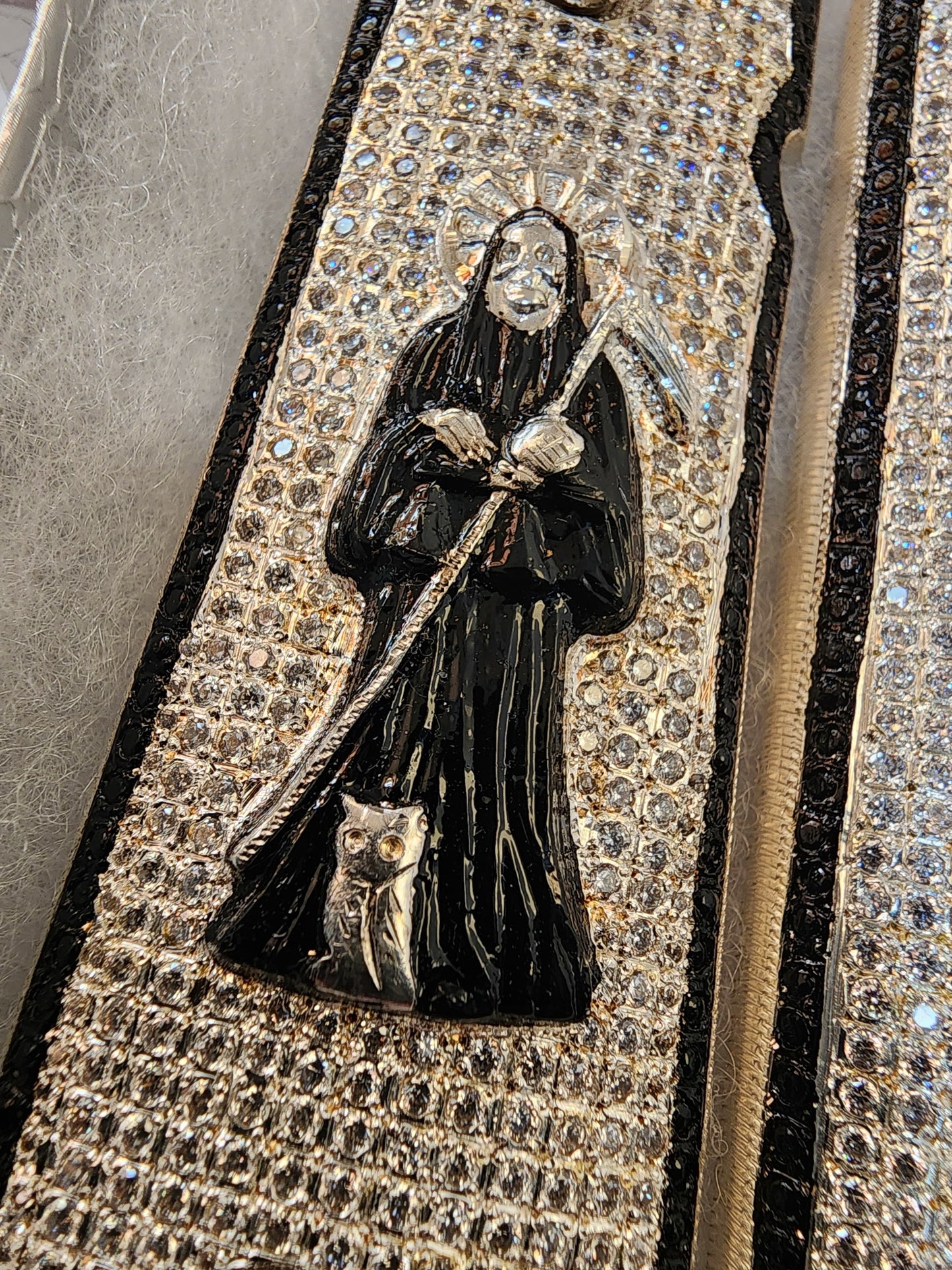 Santa Muerte 1911 Pistol Grips –  CZ Stone Inlay – Full-Size 1911