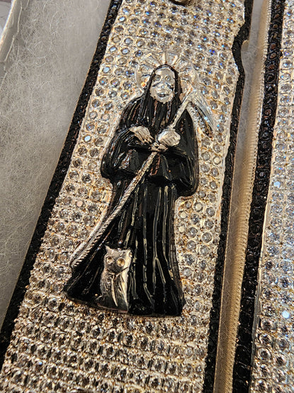 Santa Muerte 1911 Pistol Grips –  CZ Stone Inlay – Full-Size 1911