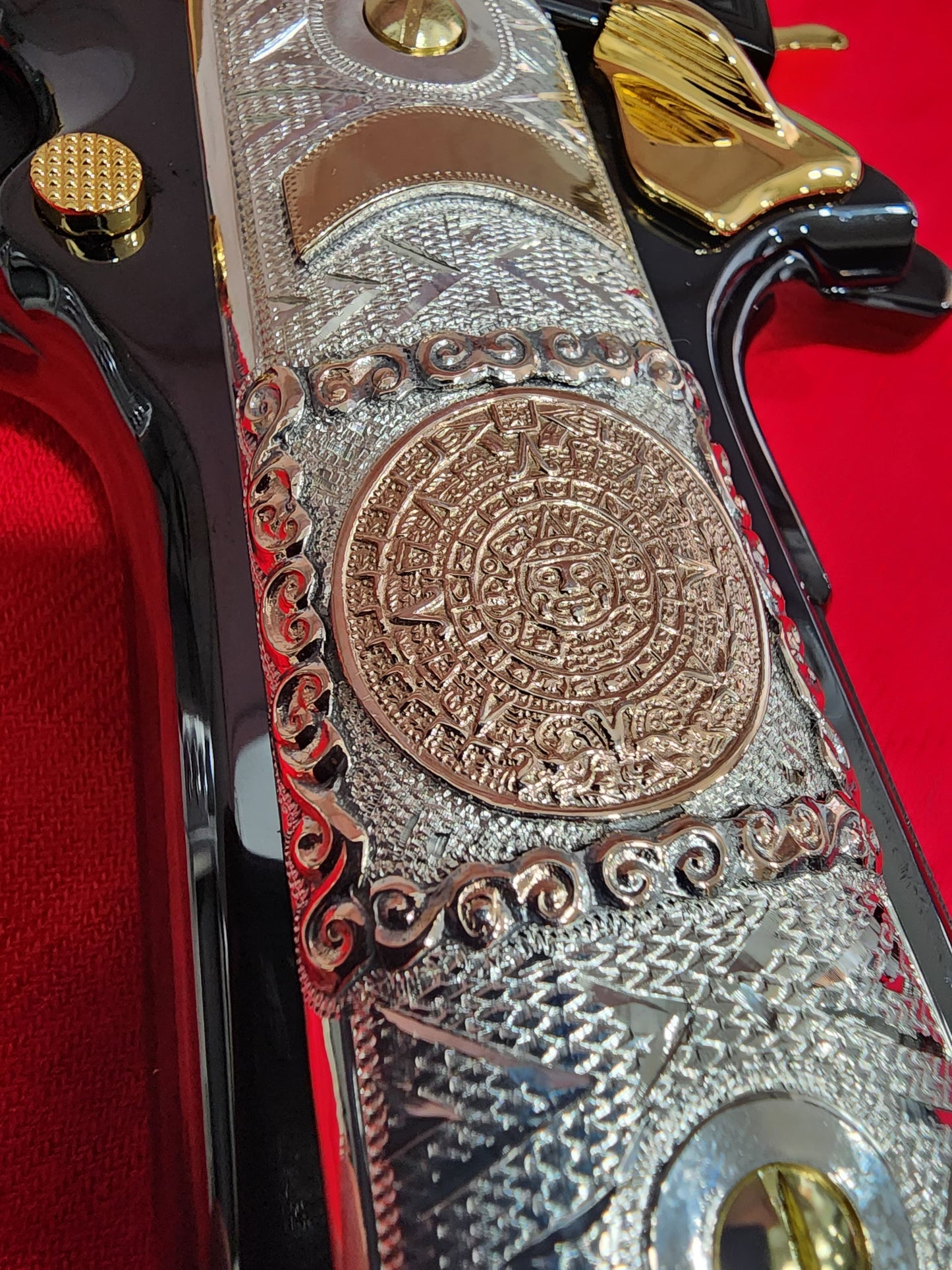 1911 sterling silver / 10kt Gold Handmade and Engraved Mexican Motif grips