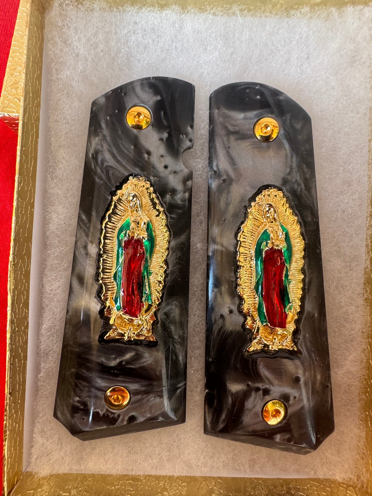 1911 Virgin De Guadalupe 24k Gold Plated Inlayed Grips Black Pearl Grips