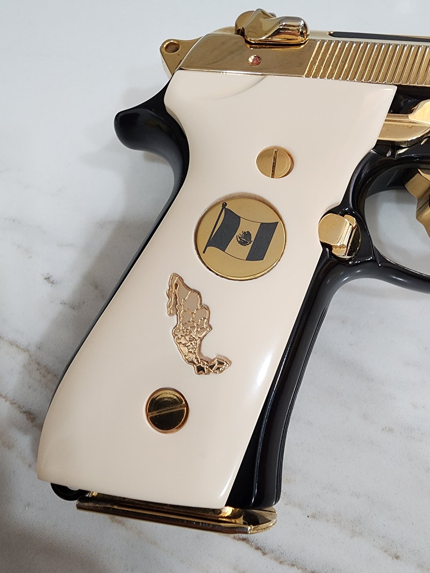 Beretta 92fs - Mexican Flag Medallion & Mexico Map - Composite Grips 96 Fs M9