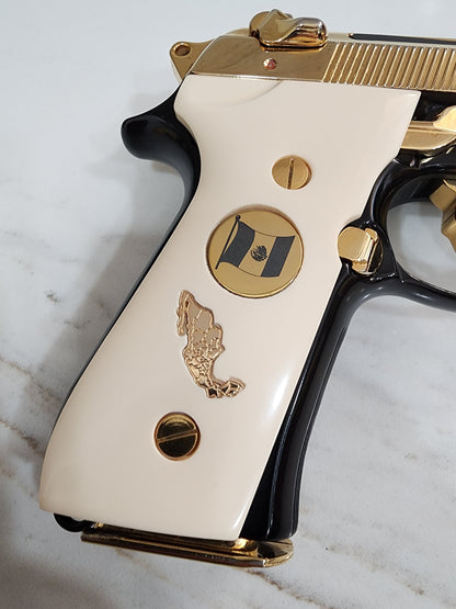 Beretta 92fs - Mexican Flag Medallion & Mexico Map - Composite Grips 96 Fs M9