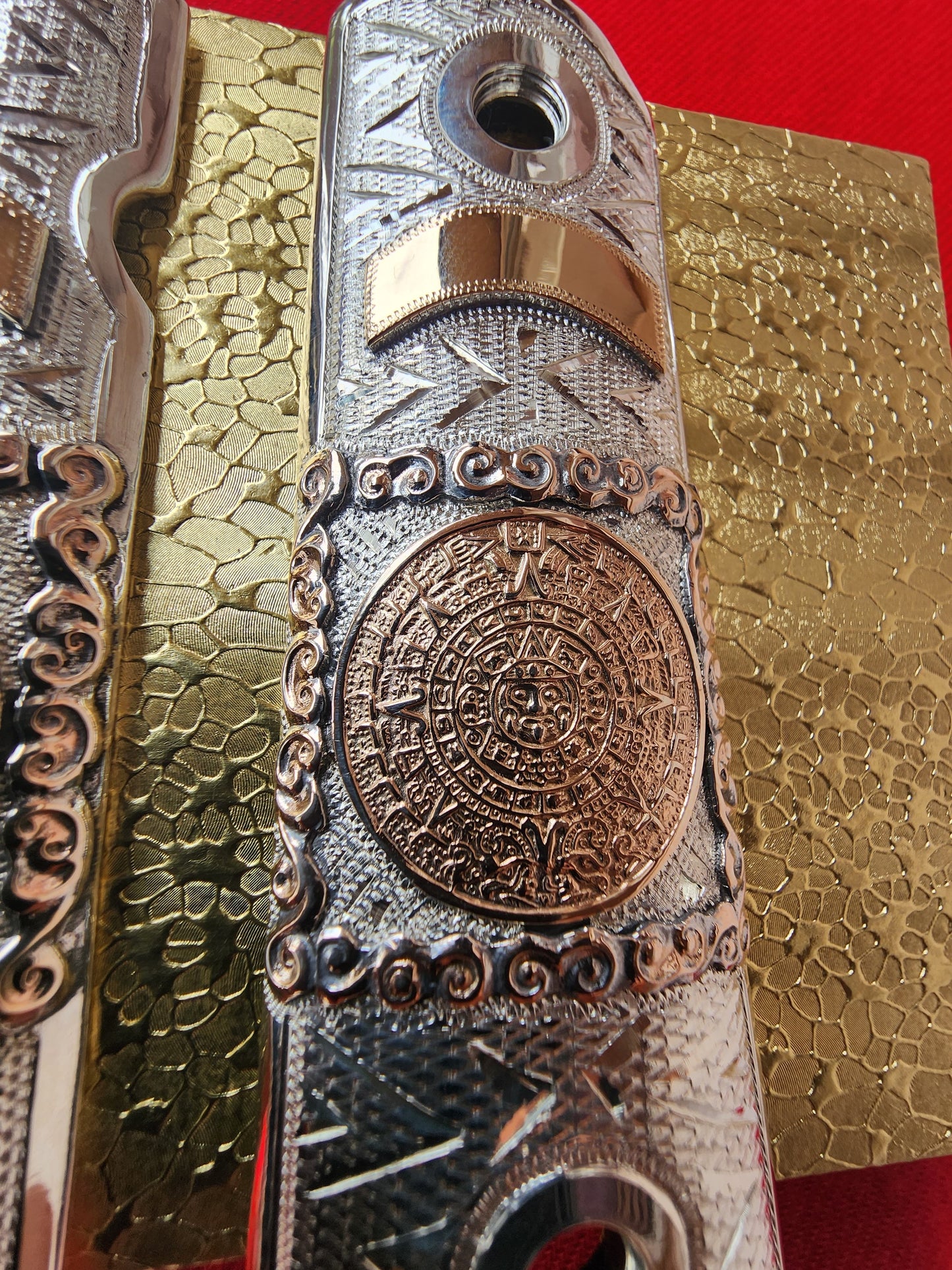 1911 sterling silver / 10kt Gold Handmade and Engraved Mexican Motif grips