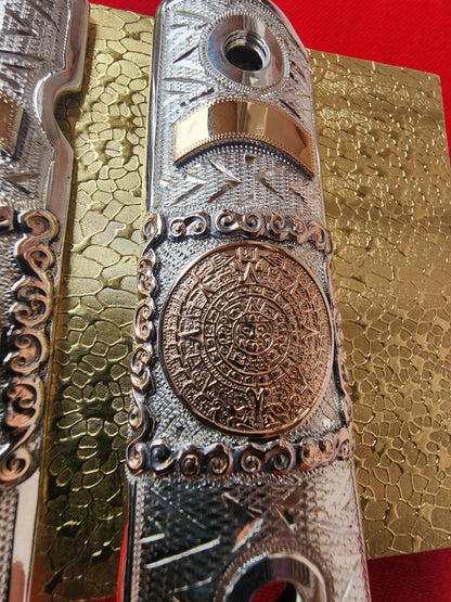1911 sterling silver / 10kt Gold Handmade and Engraved Mexican Motif grips