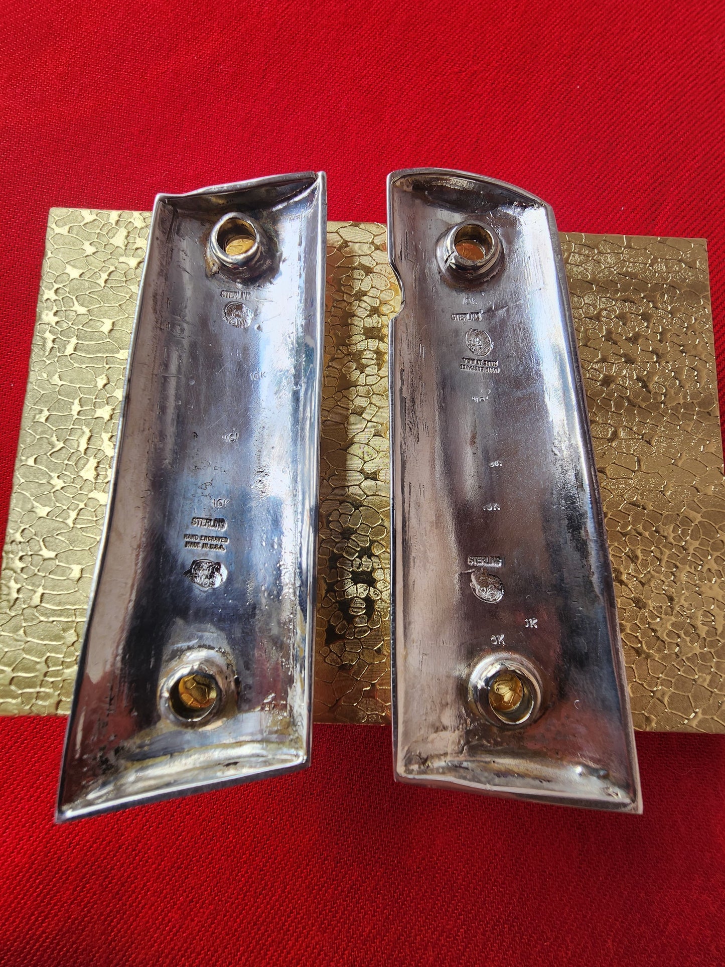 1911 sterling silver / 10kt Gold Handmade and Engraved Mexican Motif grips