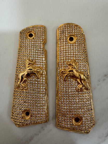 Rampart Horse 1911 Pistol Grips –  CZ Stone Inlay – Full-Size 1911