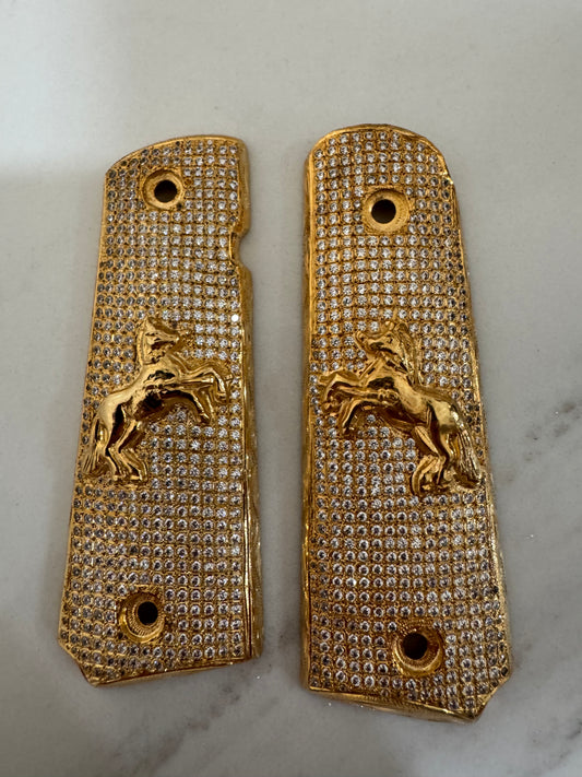 Rampart Horse 1911 Pistol Grips –  CZ Stone Inlay – Full-Size 1911