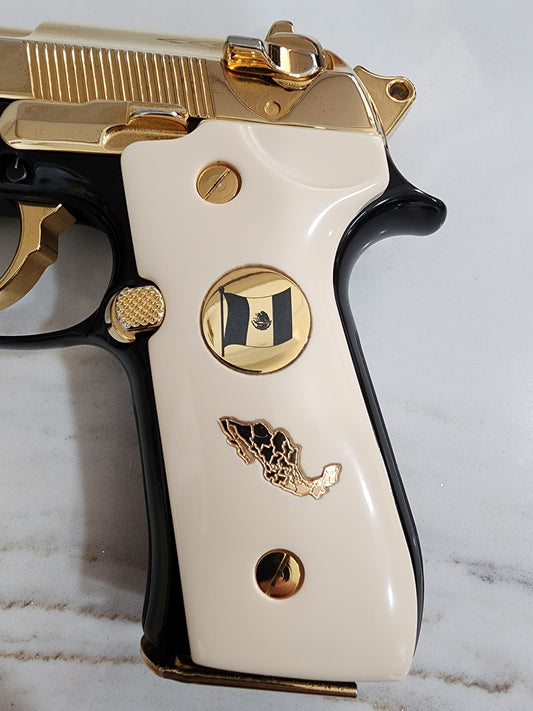 Beretta 92fs - Mexican Flag Medallion & Mexico Map - Composite Grips 96 Fs M9