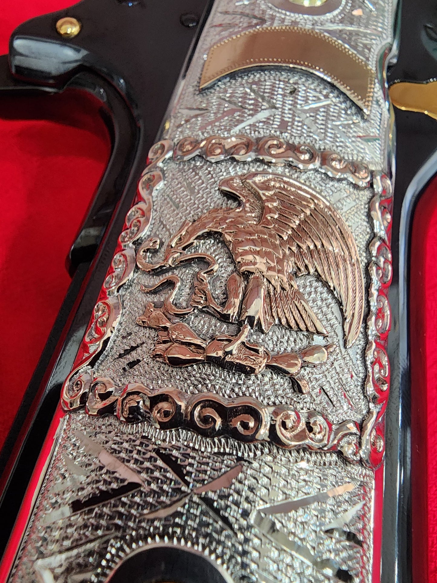 1911 sterling silver / 10kt Gold Handmade and Engraved Mexican Motif grips