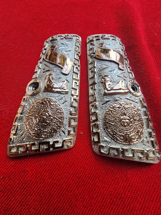 Browning Hi-Power Vintage 9.25 Silver & 10kt Gold Grips