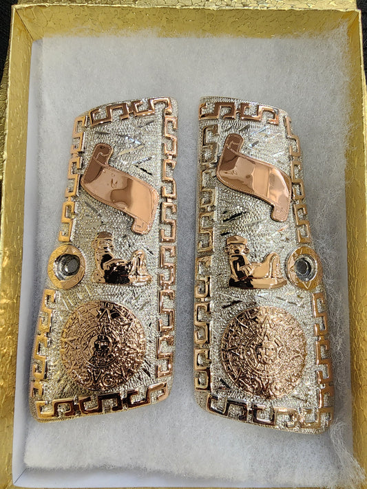 Browning Hi-Power Vintage 9.25 Silver & 10kt Gold Grips