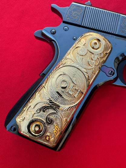 1911 Colt Grips 24k Gold Plated .45 38 Super caliber