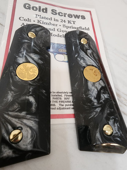1911 Black Pearl Mini Centenario 14k Gold Filled Coin Grips 45 acp 38 Super